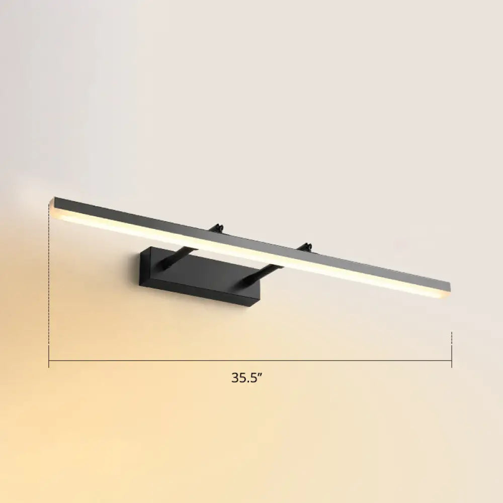 Sleek Acrylic Bedroom Vanity Light Fixture With Pivoting Bar Led Wall Mount Black / 35.5 Warm