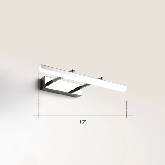 Sleek Acrylic Bedroom Vanity Light Fixture With Pivoting Bar Led Wall Mount Chrome / 16 White