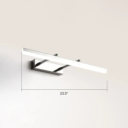 Sleek Acrylic Bedroom Vanity Light Fixture With Pivoting Bar Led Wall Mount Chrome / 23.5 White