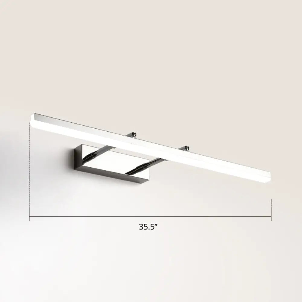 Sleek Acrylic Bedroom Vanity Light Fixture With Pivoting Bar Led Wall Mount Chrome / 35.5 White