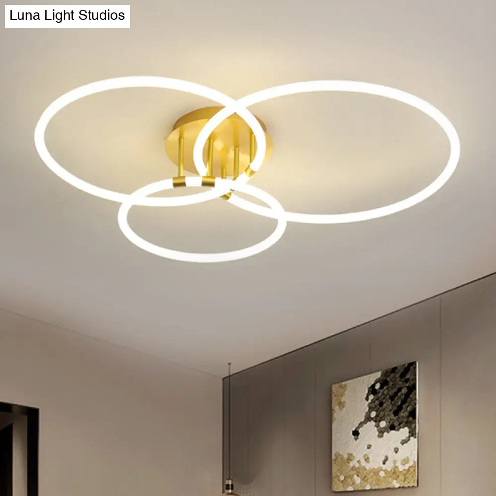 Sleek Acrylic Circle Led Ceiling Light In Warm/White - Modern Semi Flush Mount 23’/34.5’ Wide