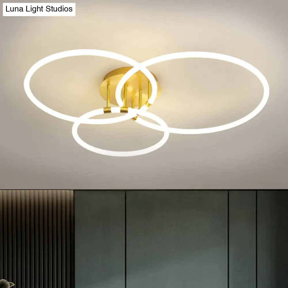 Sleek Acrylic Circle Led Ceiling Light In Warm/White - Modern Semi Flush Mount 23/34.5 Wide Brass /