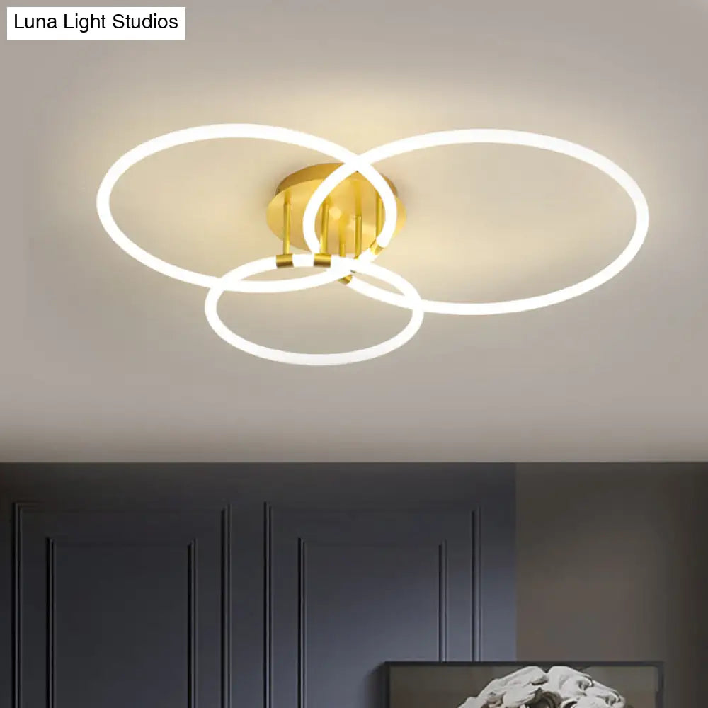 Sleek Acrylic Circle Led Ceiling Light In Warm/White - Modern Semi Flush Mount 23’/34.5’ Wide