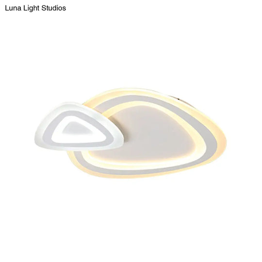 Sleek Acrylic Dual Triangle Led Ceiling Lamp - Minimalist White Flush Light Fixture In Warm Cool