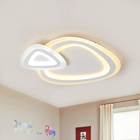 Sleek Acrylic Dual Triangle Led Ceiling Lamp - Minimalist White Flush Light Fixture In Warm Cool