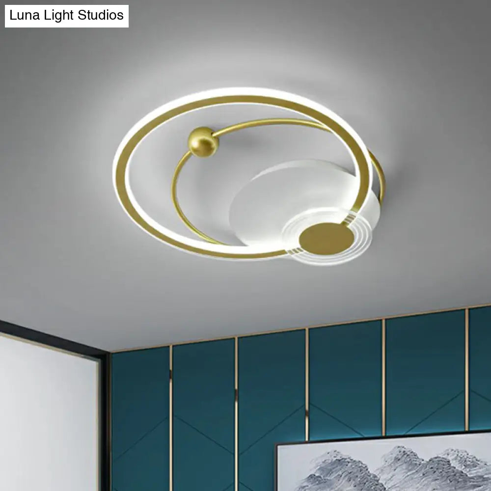 Sleek Acrylic Flush Mount Led Ceiling Light For Bedroom With Loop Design