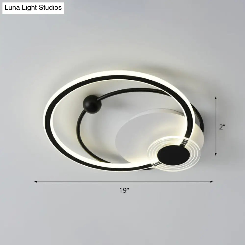 Sleek Acrylic Flush Mount Led Ceiling Light For Bedroom With Loop Design Black / 19