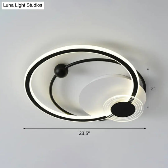 Sleek Acrylic Flush Mount Led Ceiling Light For Bedroom With Loop Design Black / 23.5