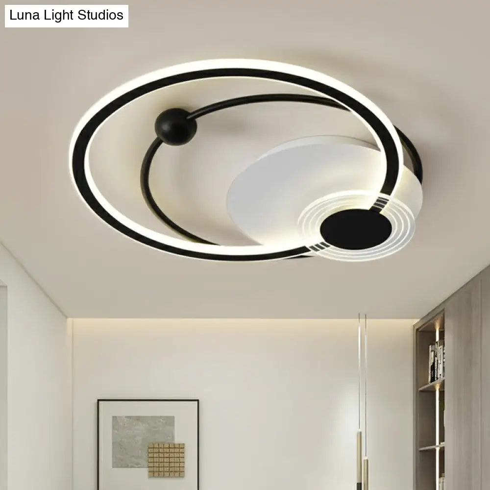 Sleek Acrylic Flush Mount Led Ceiling Light For Bedroom With Loop Design
