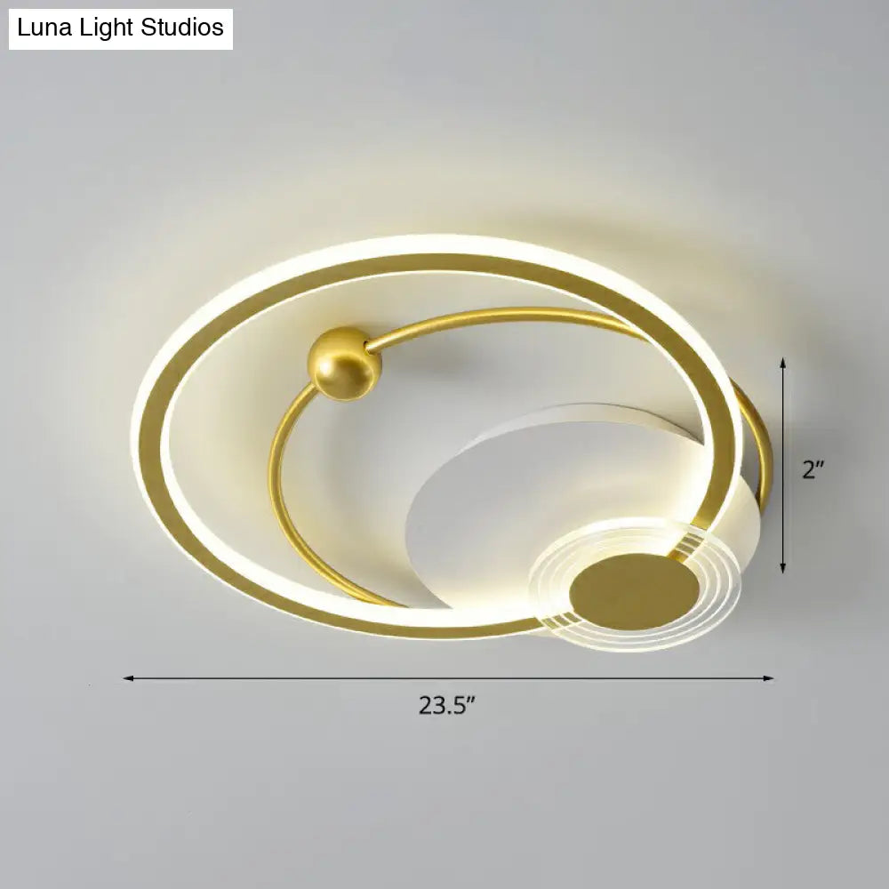 Sleek Acrylic Flush Mount Led Ceiling Light For Bedroom With Loop Design Gold / 23.5