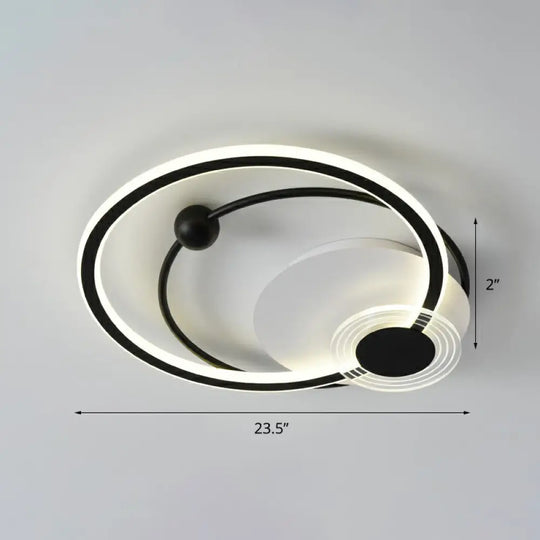 Sleek Acrylic Flush Mount Led Ceiling Light For Bedroom With Loop Design Black / 23.5’