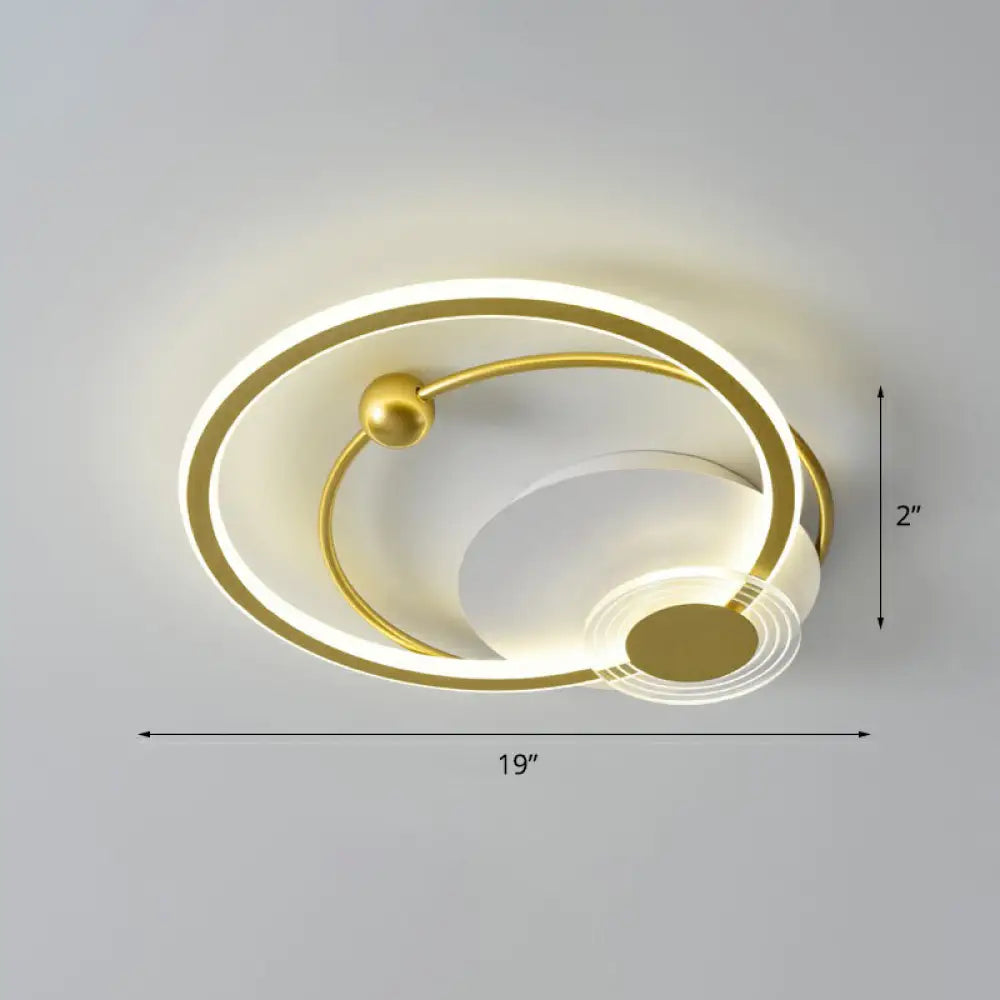 Sleek Acrylic Flush Mount Led Ceiling Light For Bedroom With Loop Design Gold / 19’