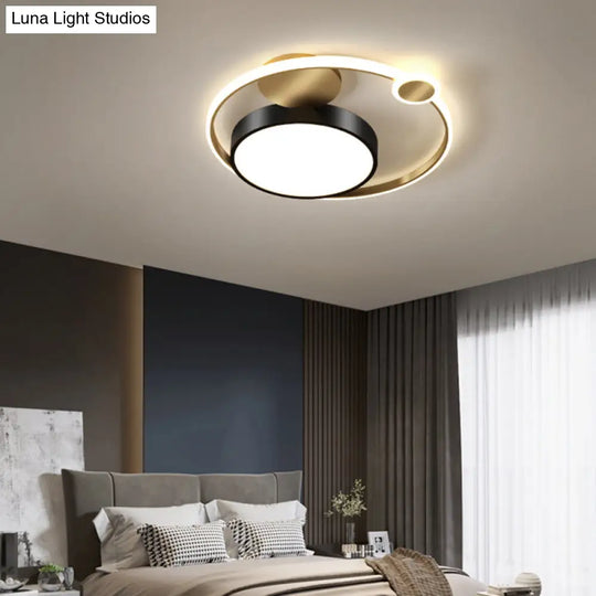 Sleek Acrylic Flushmount Light Simplicity Led Gold Finish For Bedroom Ceiling