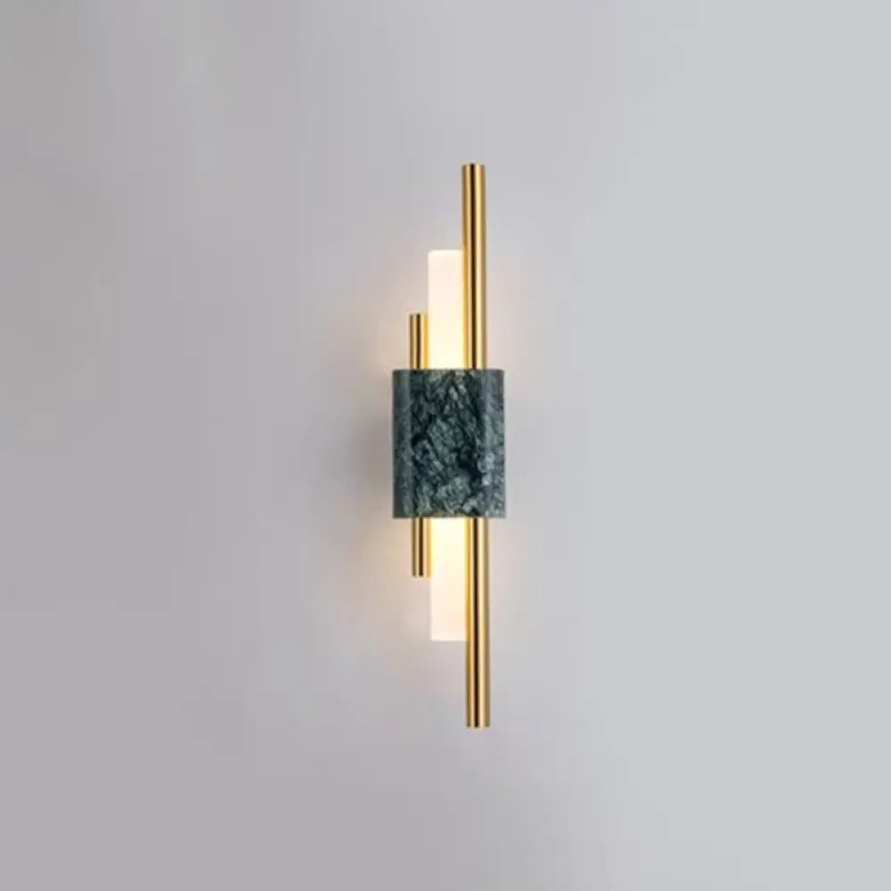 Sleek Acrylic Green Led Wall Sconce With Marble Trim / 18