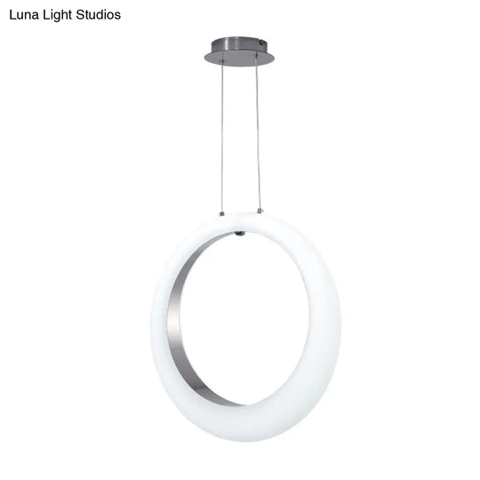 Sleek Acrylic Hoop Pendant Light With Led White And Silver For Ceiling Or Hanging