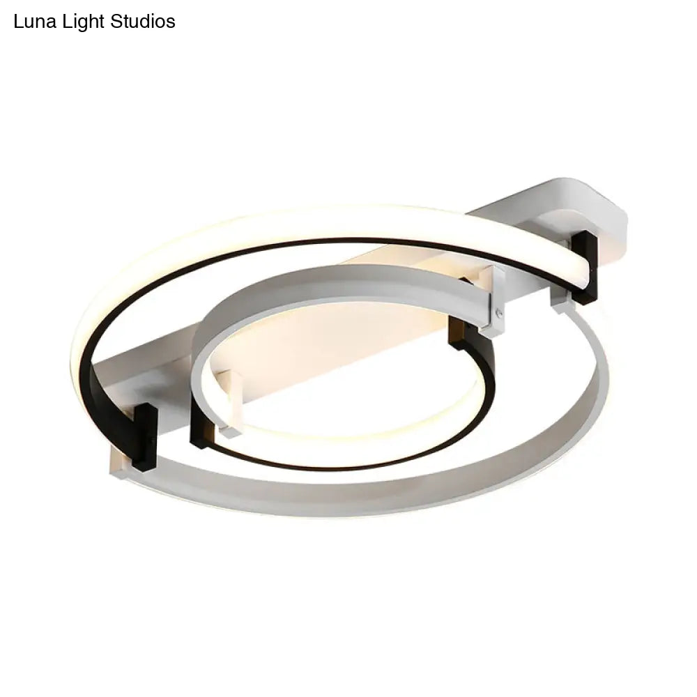 Sleek Acrylic Led Bedroom Ceiling Lamp In Warm/White Light - Black/White Flush Mount Various Sizes