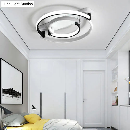 Sleek Acrylic Led Bedroom Ceiling Lamp In Warm/White Light - Black/White Flush Mount Various Sizes