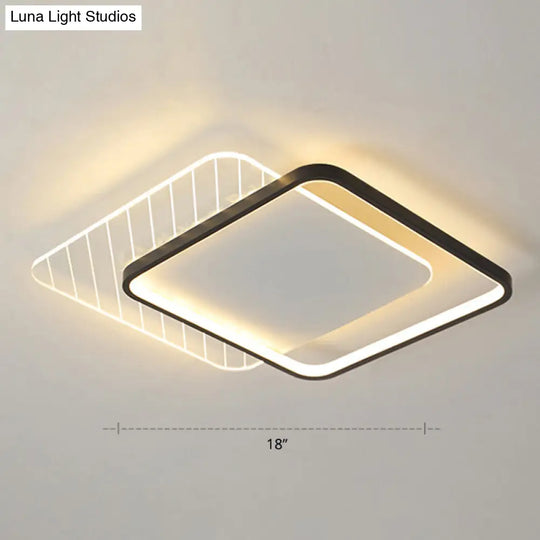 Sleek Acrylic Led Ceiling Light - Contemporary Flush Mount Lamp For Bedrooms Black / Remote Control