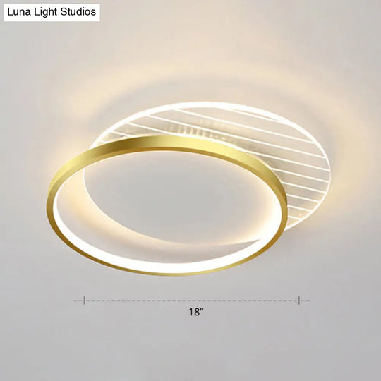 Sleek Acrylic Led Ceiling Light - Contemporary Flush Mount Lamp For Bedrooms Gold / Remote Control