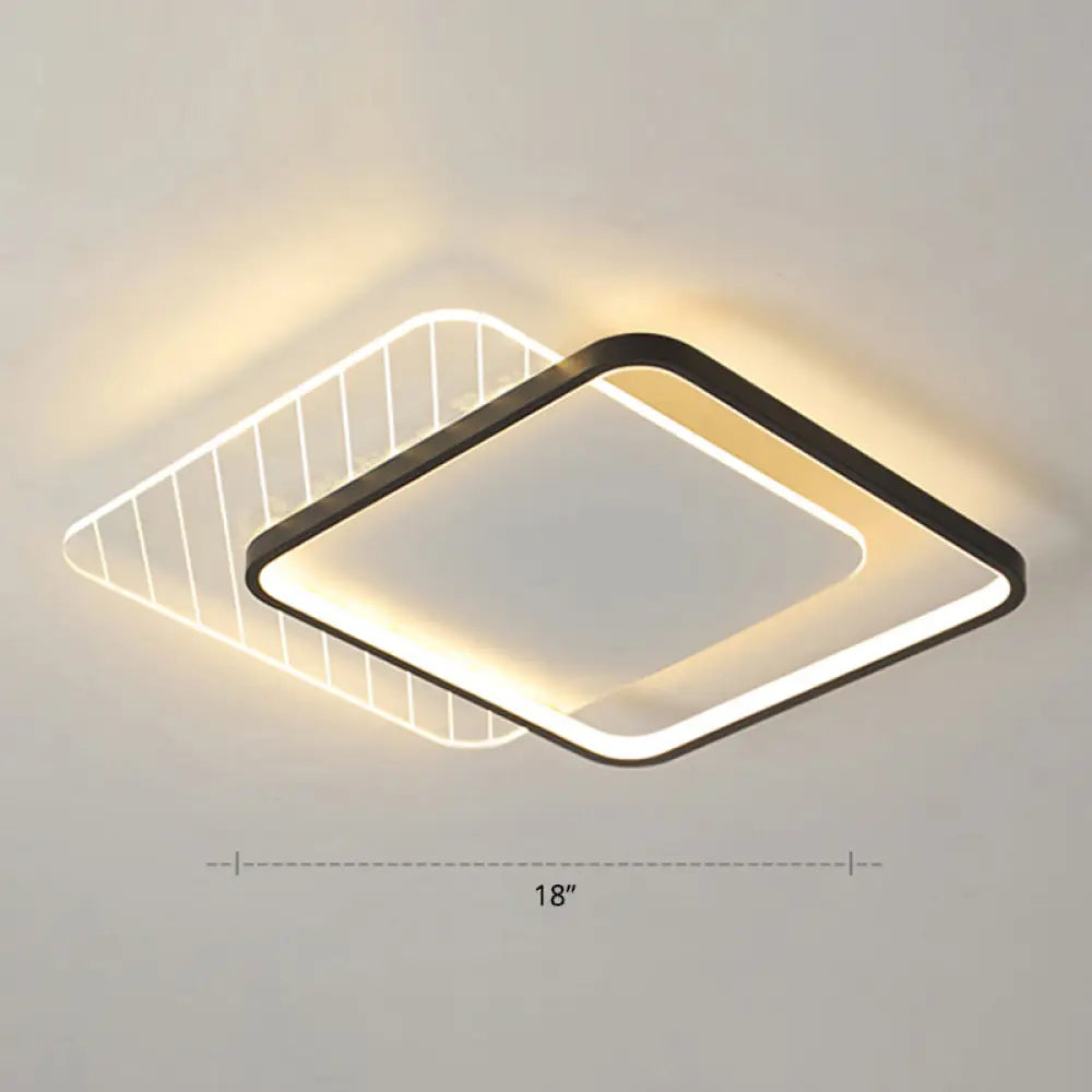 Sleek Acrylic Led Ceiling Light - Contemporary Flush Mount Lamp For Bedrooms Black / Third Gear