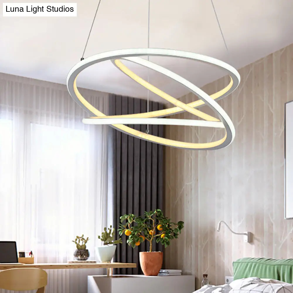 Sleek Acrylic Led Ceiling Light Fixture: Modern Spiral Chandelier Pendant For Living Room In