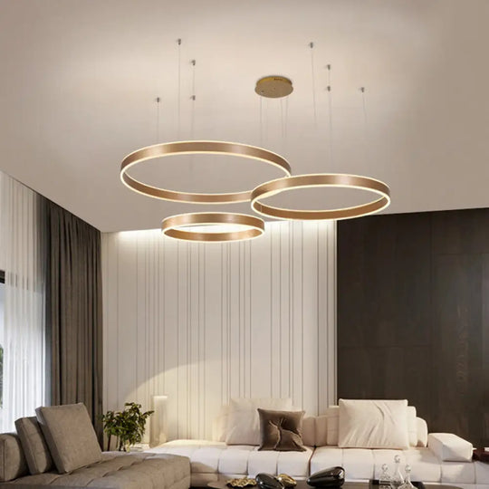 Sleek Acrylic Led Ceiling Light With Circular Design - Ideal For Living Rooms And Dining Areas Gold