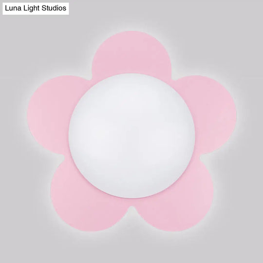 Sleek Acrylic Led Ceiling Mount Light For Kindergarten Rooms - Modern & Simple Lamp Pink