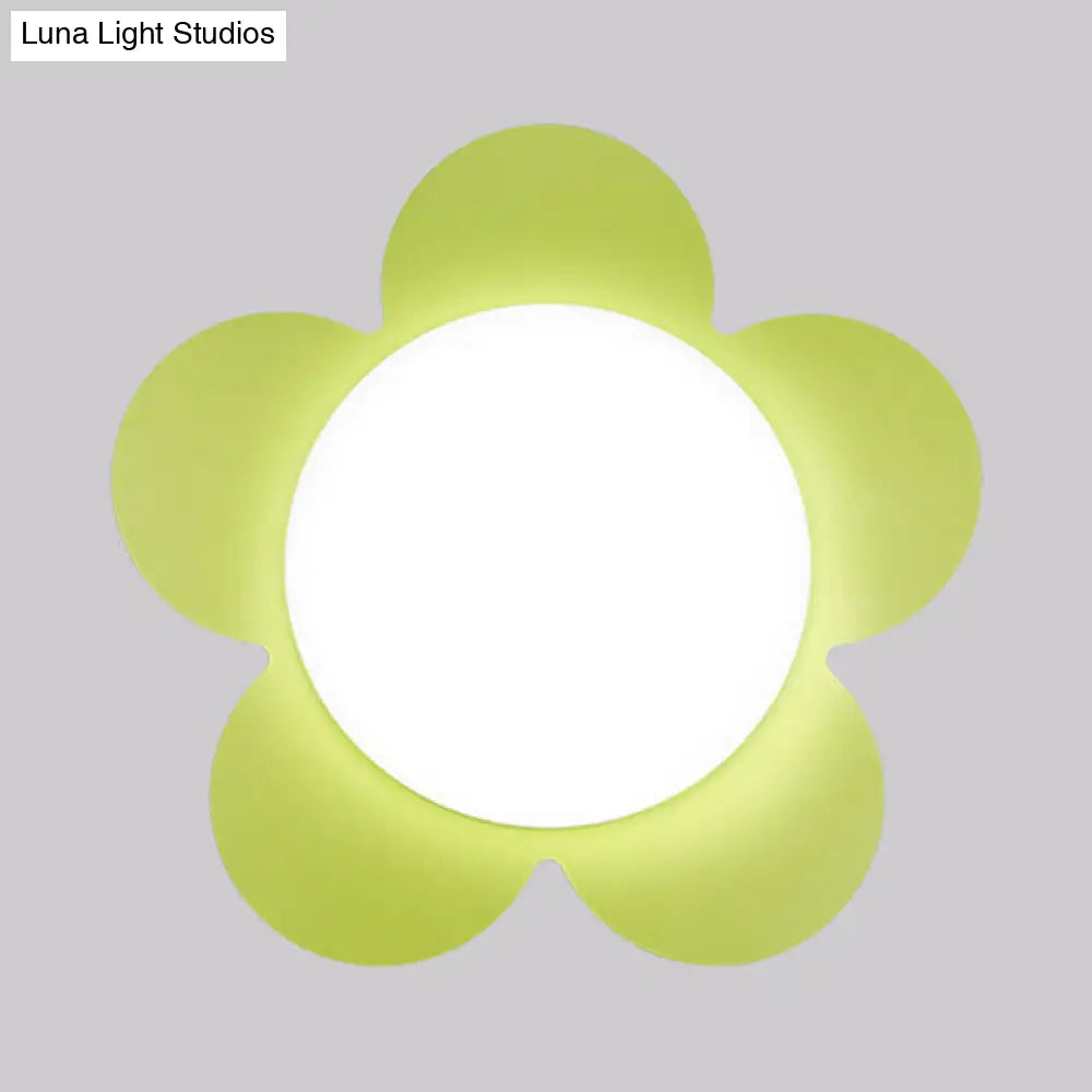 Sleek Acrylic Led Ceiling Mount Light For Kindergarten Rooms - Modern & Simple Lamp Green