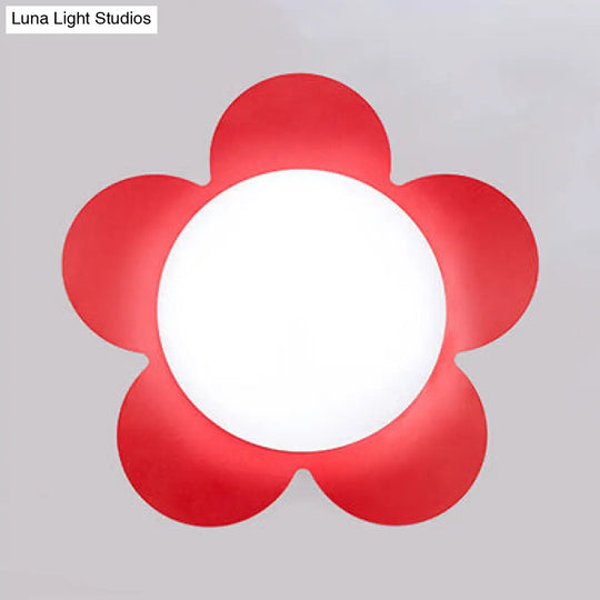 Sleek Acrylic Led Ceiling Mount Light For Kindergarten Rooms - Modern & Simple Lamp Red