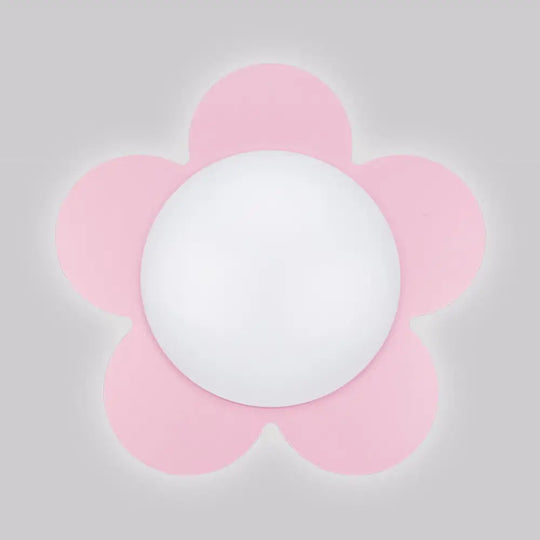 Sleek Acrylic Led Ceiling Mount Light For Kindergarten Rooms - Modern & Simple Lamp Pink