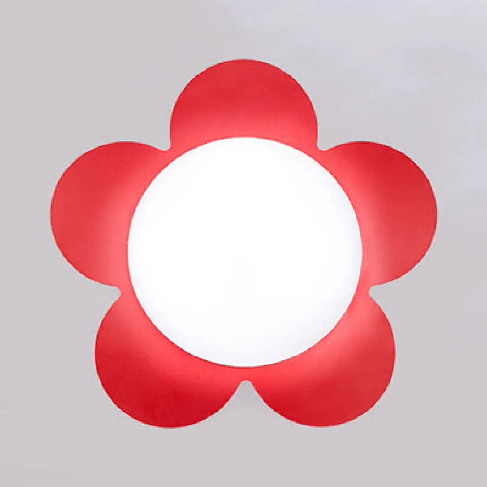 Sleek Acrylic Led Ceiling Mount Light For Kindergarten Rooms - Modern & Simple Lamp Red