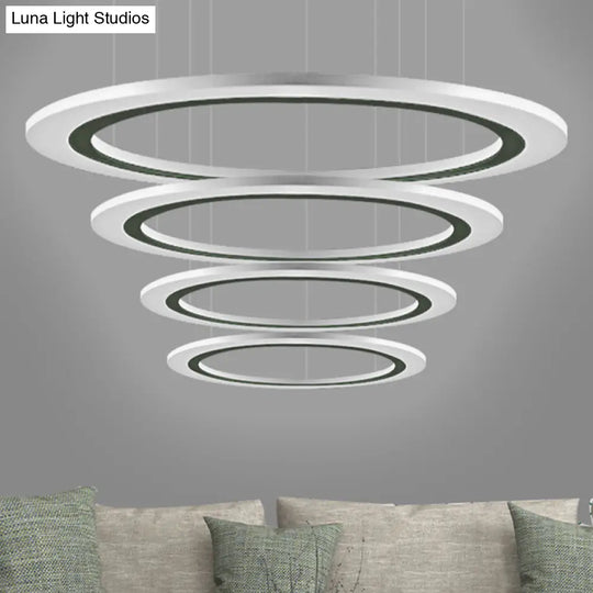 Sleek Acrylic Led Chandelier Pendant Light With Diy Design - Warm/White Ideal For Living Room