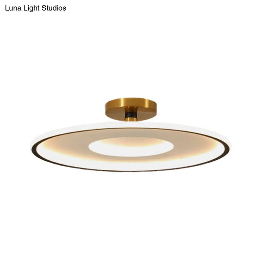 Sleek Acrylic Led Close To Ceiling Light In White/Gold Or Black/Gold 18’/21.5’ Dia