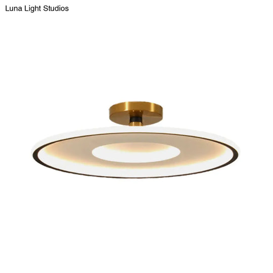 Sleek Acrylic Led Close To Ceiling Light In White/Gold Or Black/Gold 18/21.5 Dia