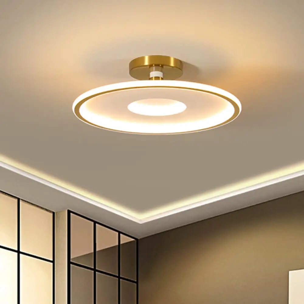 Sleek Acrylic Led Close To Ceiling Light In White/Gold Or Black/Gold 18’/21.5’ Dia White - Gold