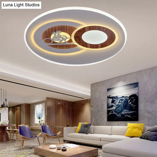 Sleek Acrylic Led Flush Mount Ceiling Light For Corridors Contemporary White Design / A