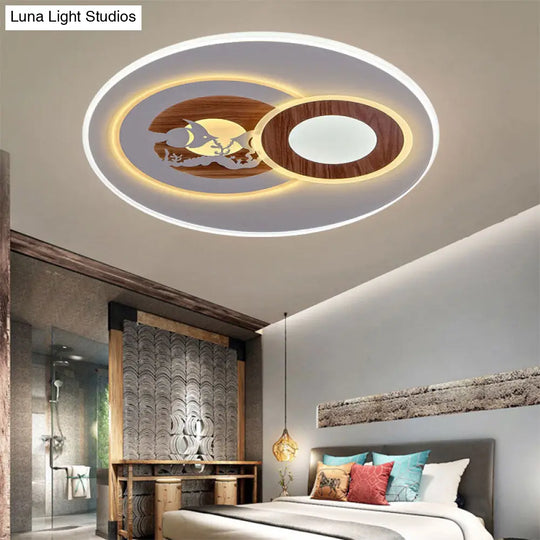 Sleek Acrylic Led Flush Mount Ceiling Light For Corridors Contemporary White Design / D