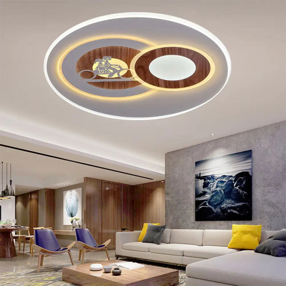 Sleek Acrylic Led Flush Mount Ceiling Light For Corridors Contemporary White Design / A