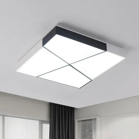 Sleek Acrylic Led Flush Mount Lighting In Stylish Black And White For Living Room Black - White /