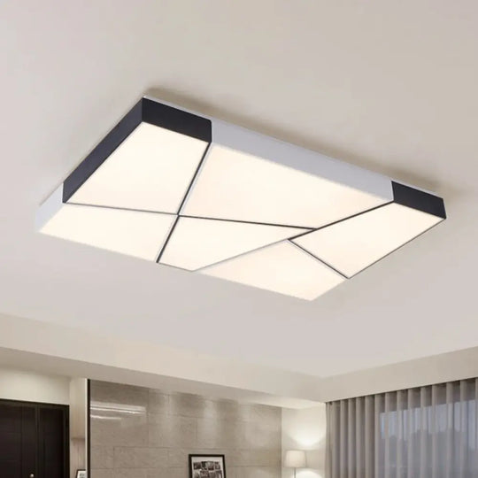 Sleek Acrylic Led Flush Mount Lighting In Stylish Black And White For Living Room Black - White /