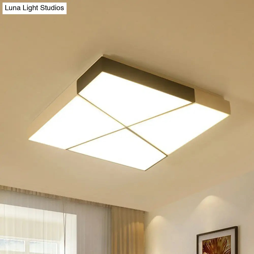 Sleek Acrylic Led Flush Mount Lighting In Stylish Black And White For Living Room Black-White / 19.5