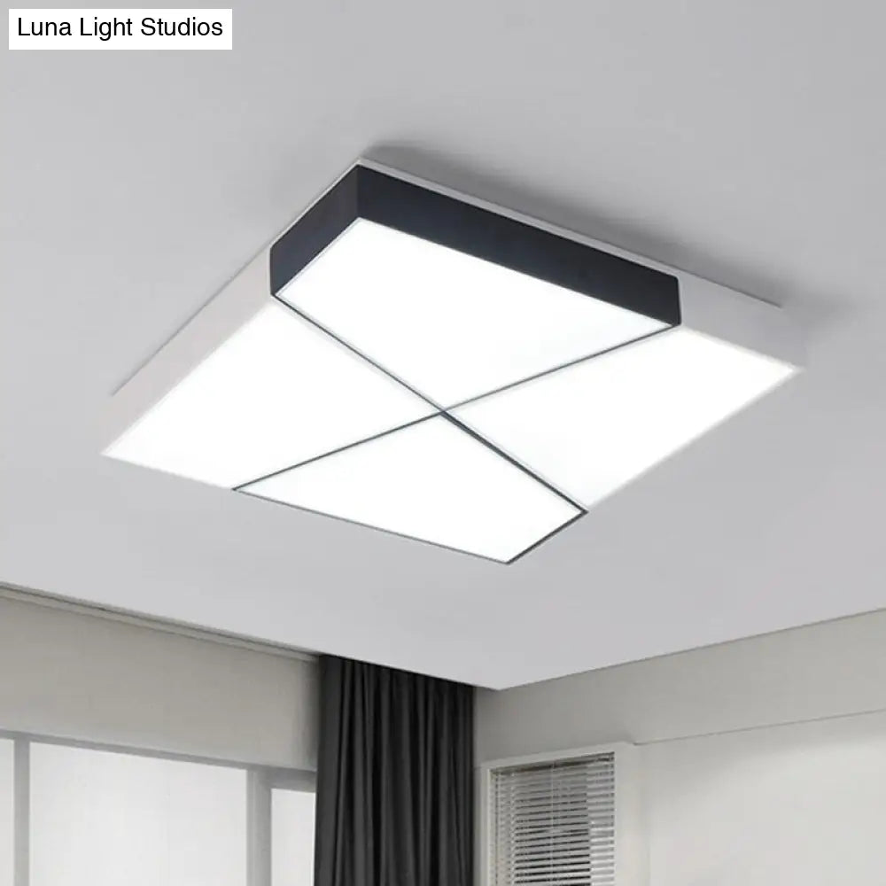 Sleek Acrylic Led Flush Mount Lighting In Stylish Black And White For Living Room Black-White / 19.5