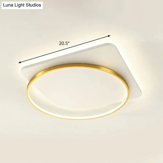 Sleek Acrylic Loop Ceiling Lamp: Simplicity Meets Led Flush-Mount Light Fixture For Aisles Gold /