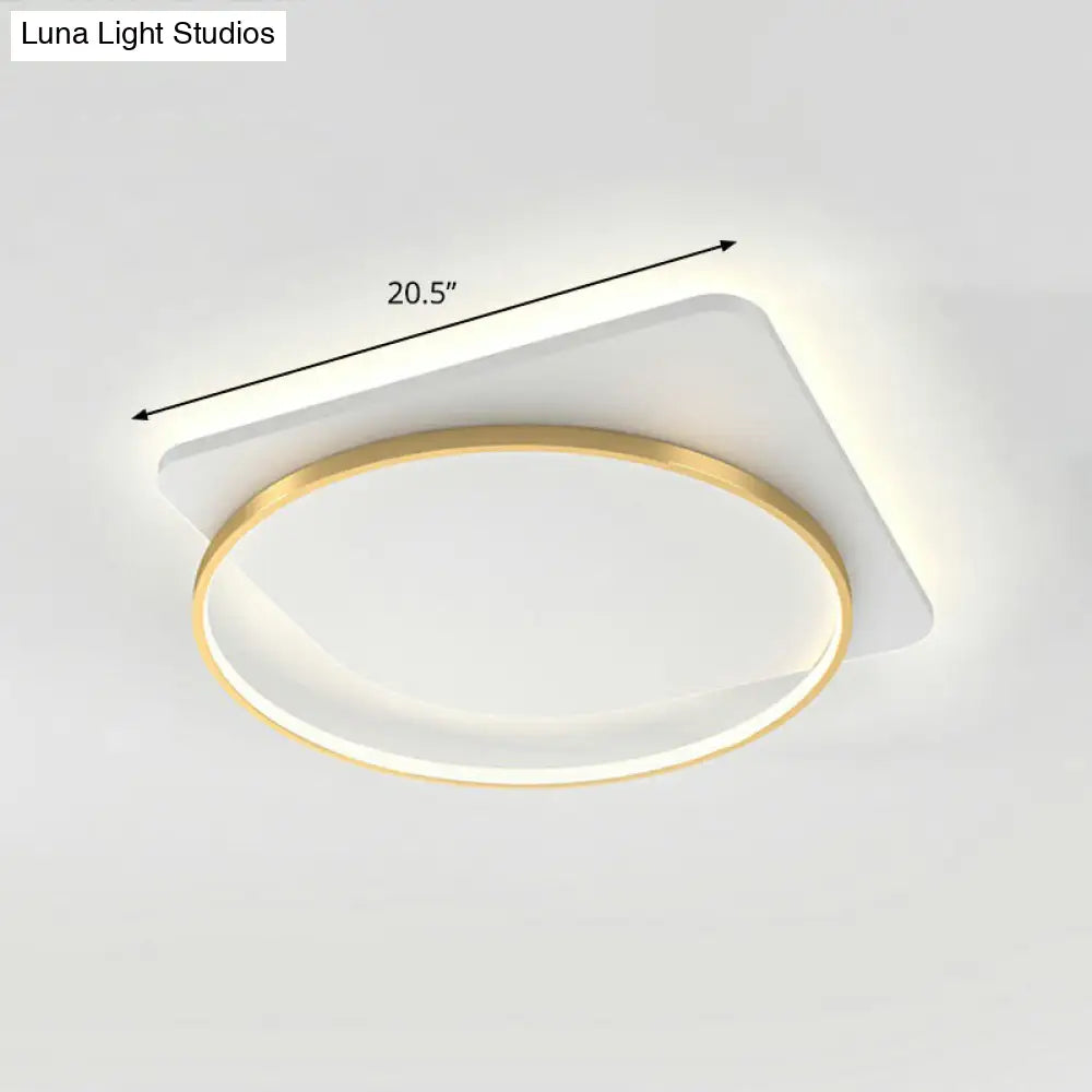 Sleek Acrylic Loop Ceiling Lamp: Simplicity Meets Led Flush-Mount Light Fixture For Aisles Gold /