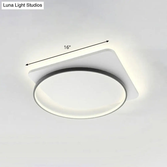 Sleek Acrylic Loop Ceiling Lamp: Simplicity Meets Led Flush-Mount Light Fixture For Aisles Black /