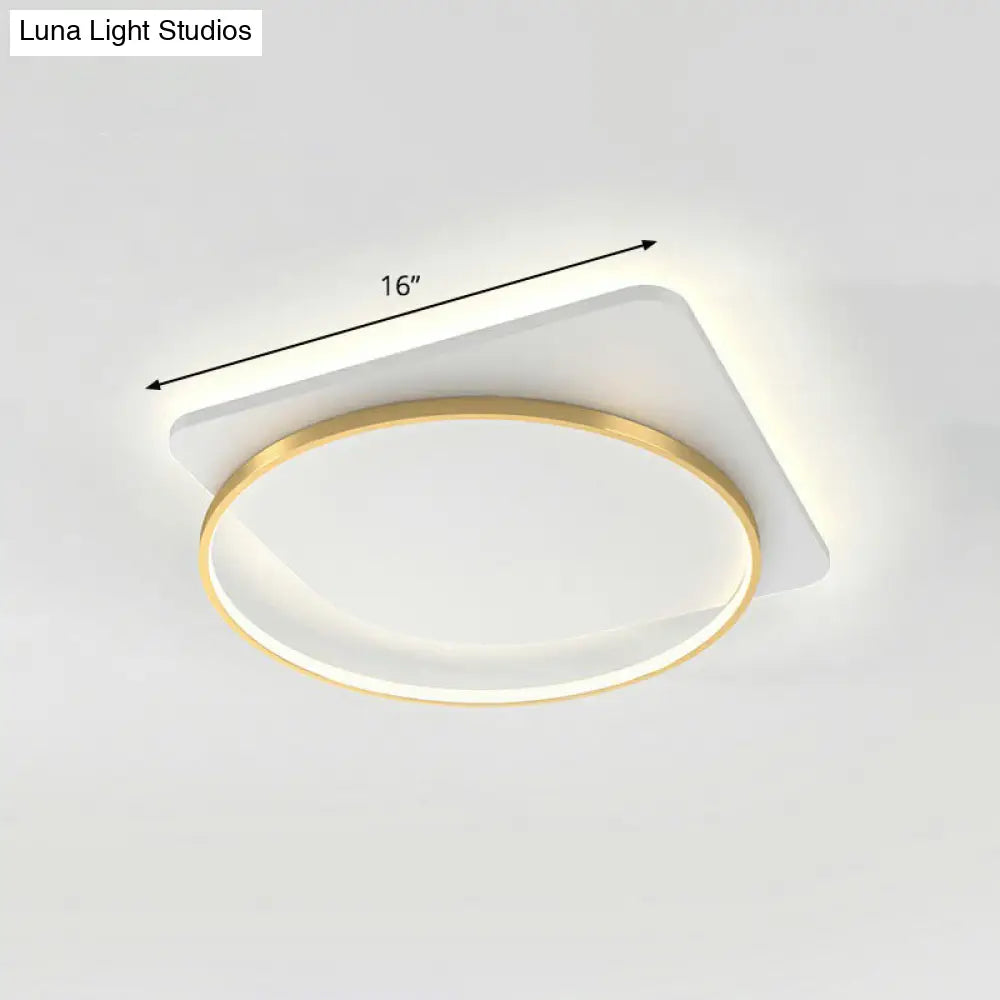Sleek Acrylic Loop Ceiling Lamp: Simplicity Meets Led Flush-Mount Light Fixture For Aisles Gold / 16