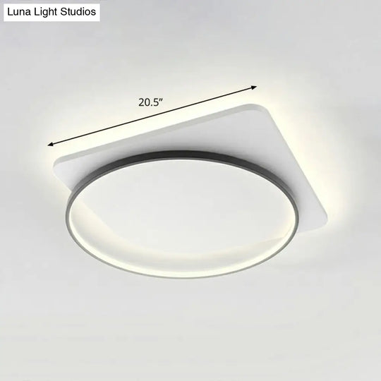 Sleek Acrylic Loop Ceiling Lamp: Simplicity Meets Led Flush-Mount Light Fixture For Aisles Black /