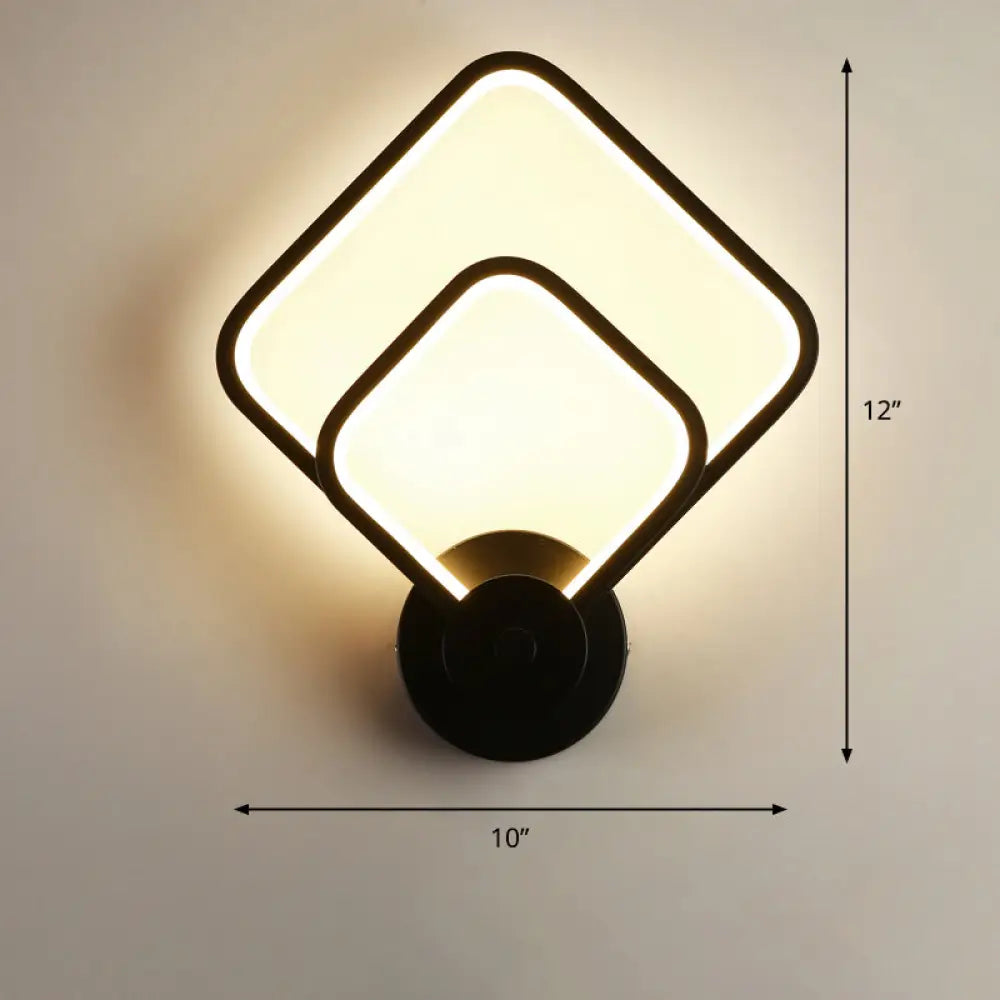 Sleek Acrylic Loop Led Wall Sconce - Stylish Bedroom Light Fixture Black / Remote Control Stepless