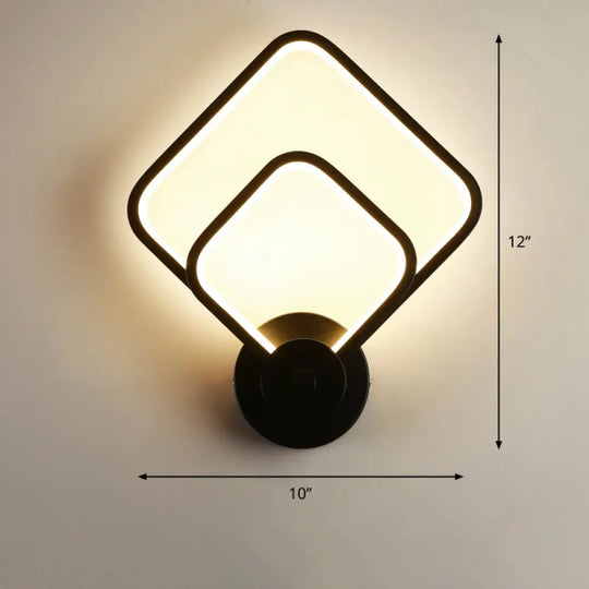 Sleek Acrylic Loop Led Wall Sconce - Stylish Bedroom Light Fixture Black / Remote Control Stepless