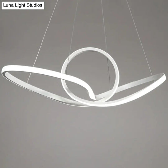 Sleek Acrylic Twist Pendant Ceiling Light With Simplicity Led For Dining Room White / 23.5